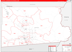 El Centro Metro Area Wall Map Red Line Style 2026
